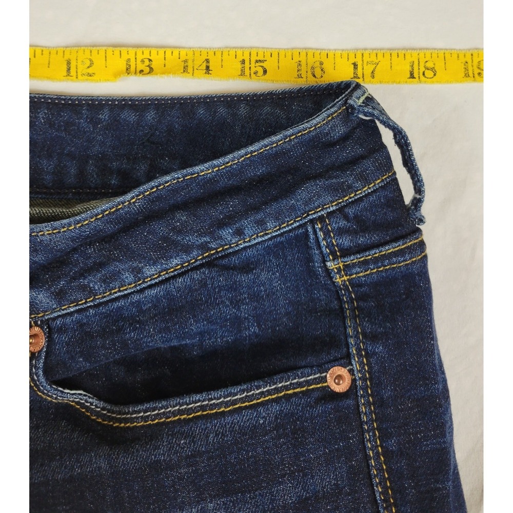 American Eagle Skinny Kick Jeans Womens 12 Reg Dark Wash Sequin Pocket Stretch - Picture 2 of 9